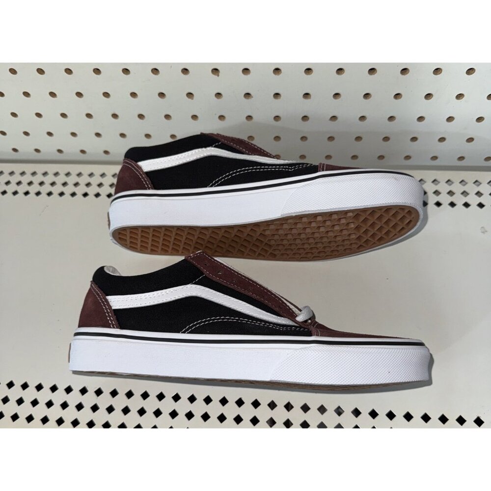 VANS Old Skool Womens Athletic Skateboarding Shoes Size 7.5 Maroon Black White - Picture 5 of 8